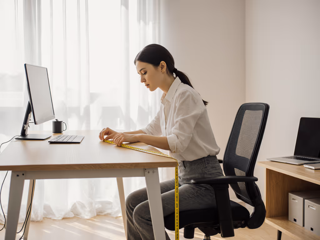 woman_measuring_desk_height_with_tape_measure_while_sitting